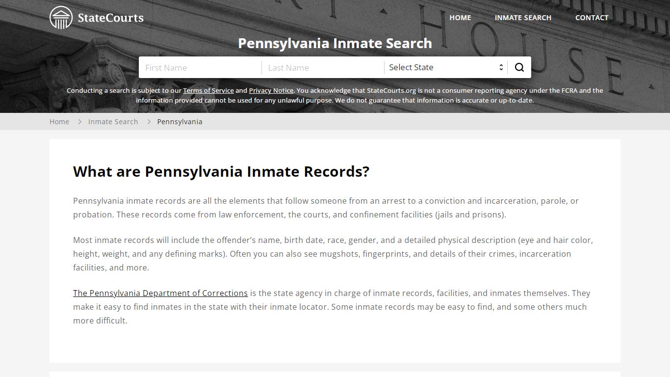 Pennsylvania Inmate Search, Prison and Jail Information - StateCourts